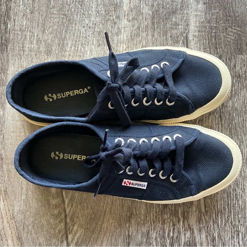 Superga Navy Canvas Low-Top Sneakers